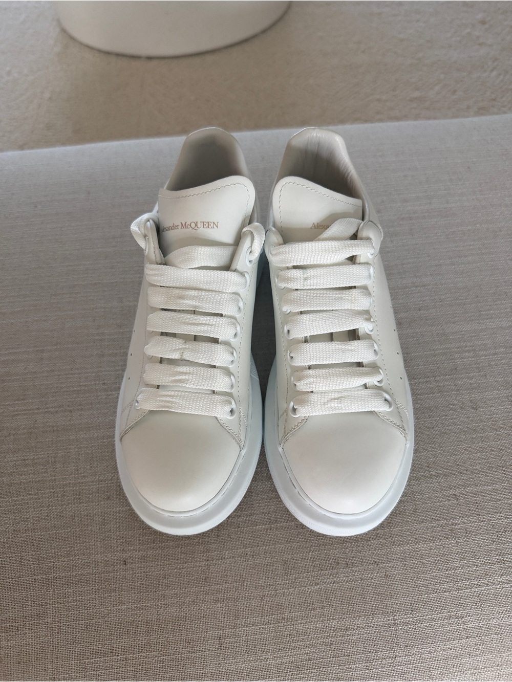 Alexander McQueen White Leather Low-Top Sneakers
